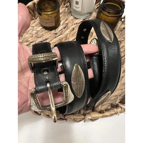Vintage Billy Betts of California Black Leather Concho Belt Size 40 - By Leegin - Picture 5 of 13